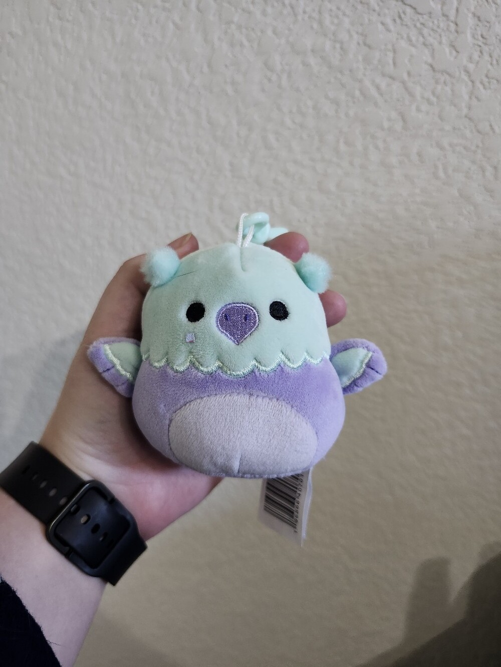 Squishmallows Mint Green and Lavender Bird Clip Plush